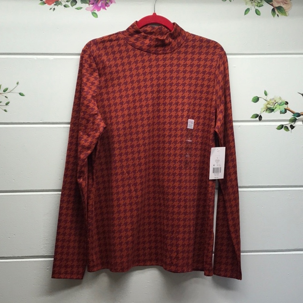 Brown Long Sleeve Tee with Mock Turtleneck